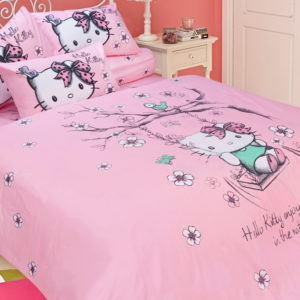 RISE Bed Cover HELLO KITTY NATURE OF FRIEND PINK Micro Fiber 360TC
