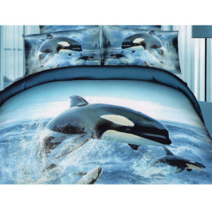 Rise Sprei Set Bed Cover Motif Whale Sateen Cotton 120X200X40