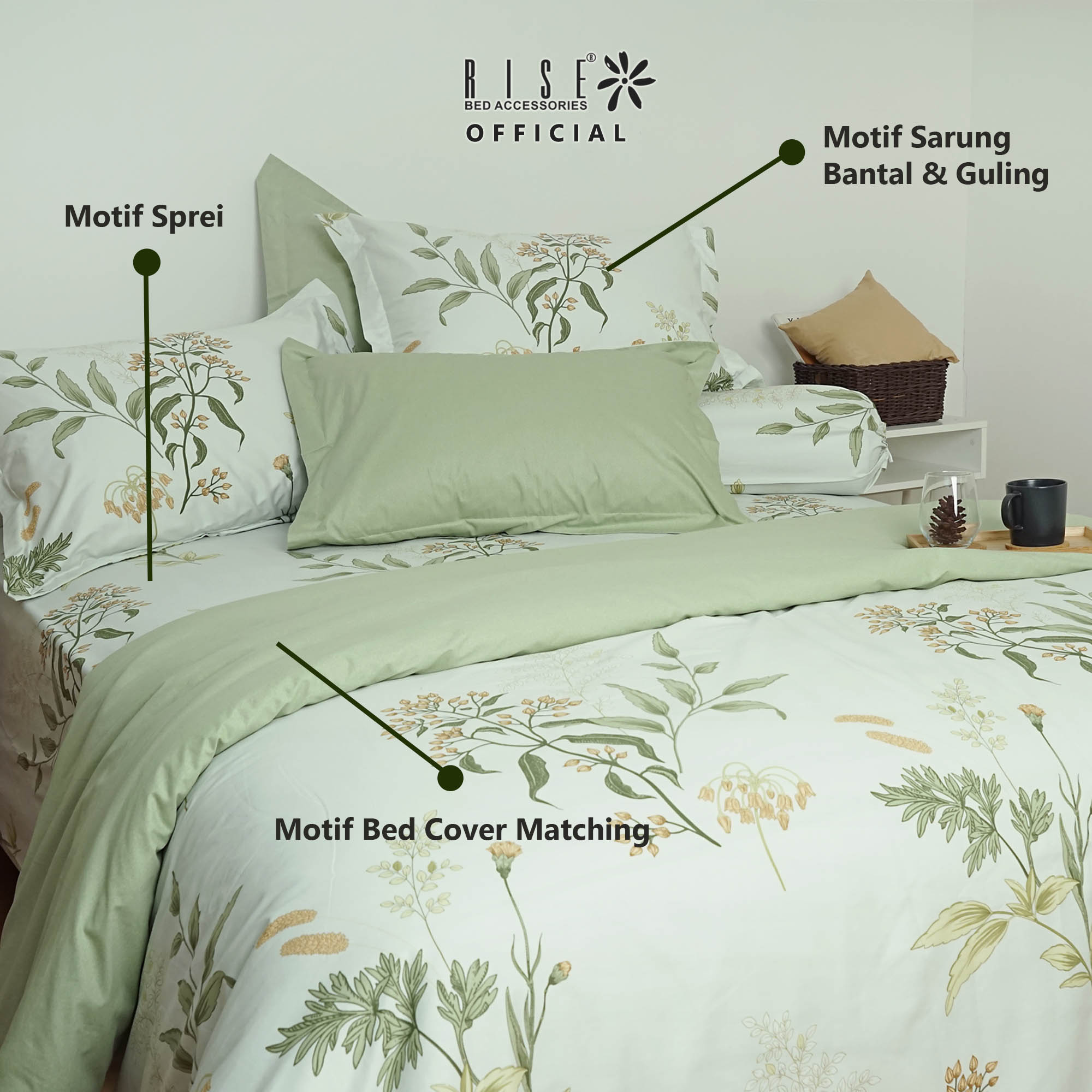 Rise Sprei atau Bed Cover Greena Katun Satin 550TC - Image 2