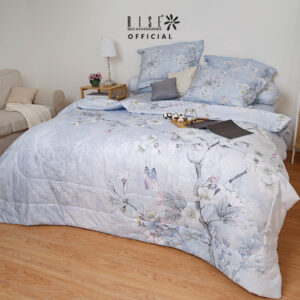 Set Sprei dan Bed Cover Motif Apple Blossom Cotton Linen 900TC