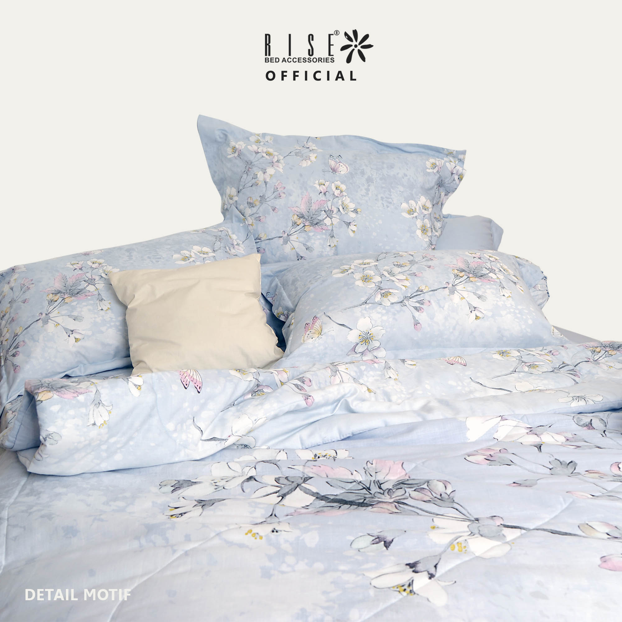Set Sprei dan Bed Cover Motif Apple Blossom Cotton Linen 900TC - Image 2