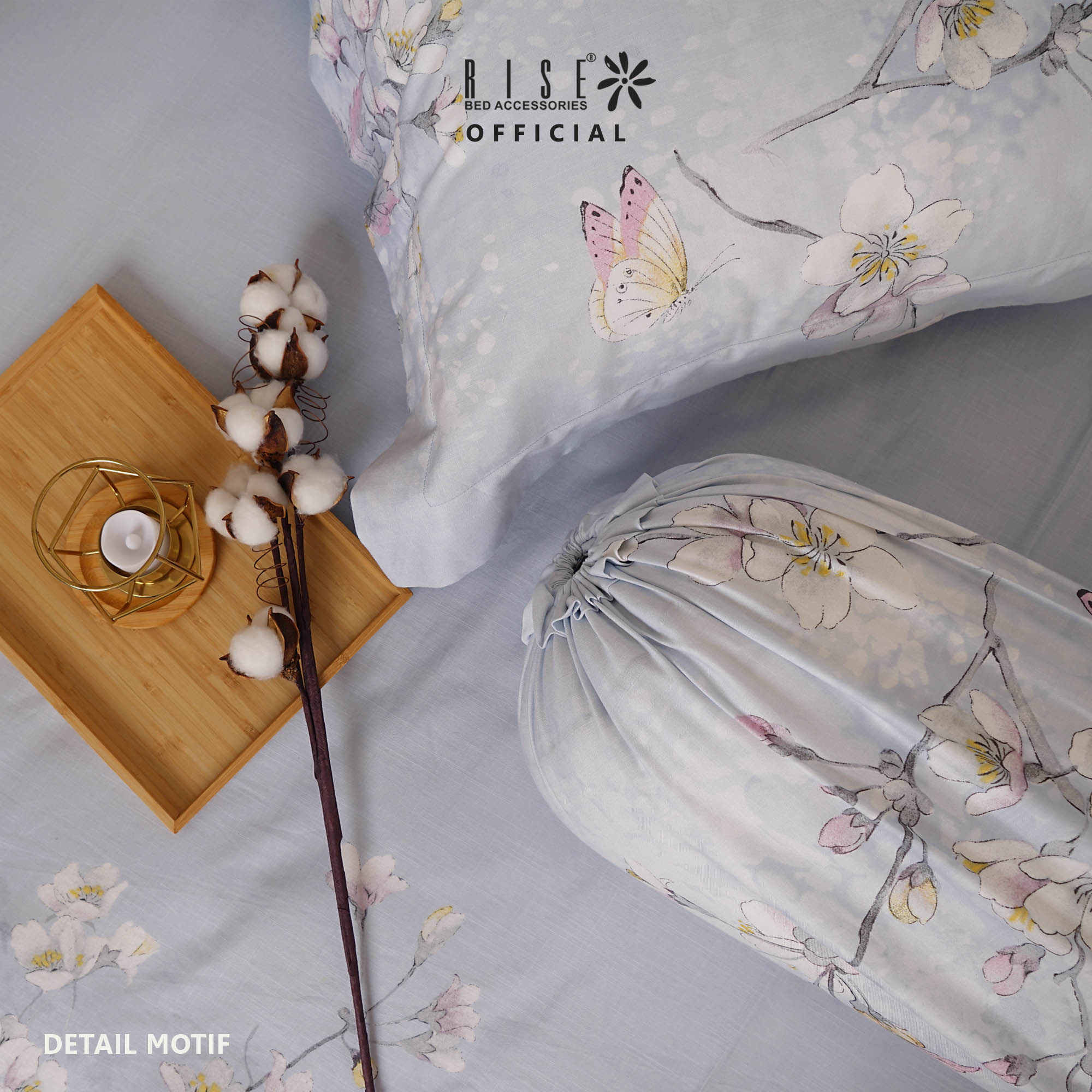 Set Sprei dan Bed Cover Motif Apple Blossom Cotton Linen 900TC - Image 5