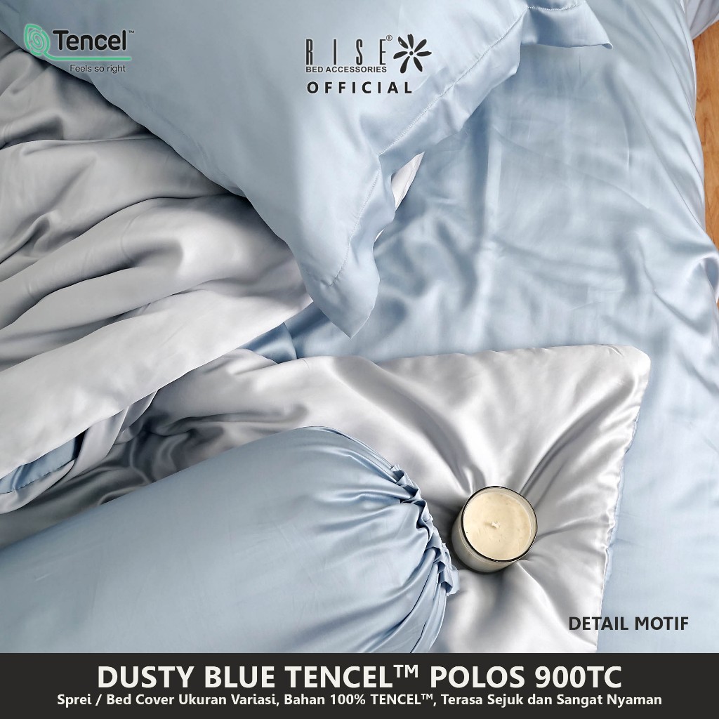 Rise Sprei Set TENCEL™ Lyocell 900TC Motif Dusty Blue - Image 4