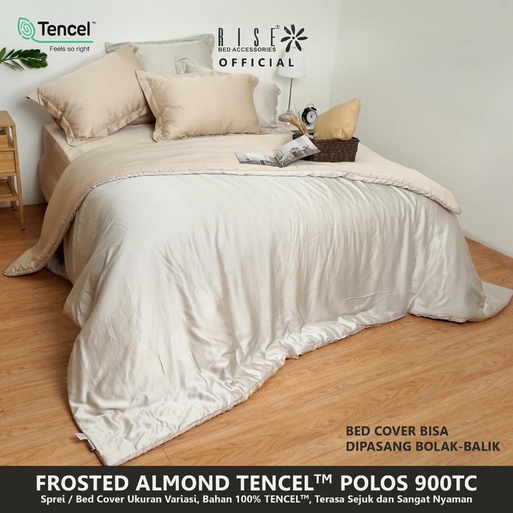 Rise Sprei Set Bed Cover TENCEL™ Lyocell 900TC Motif Frosted Almond - Image 4