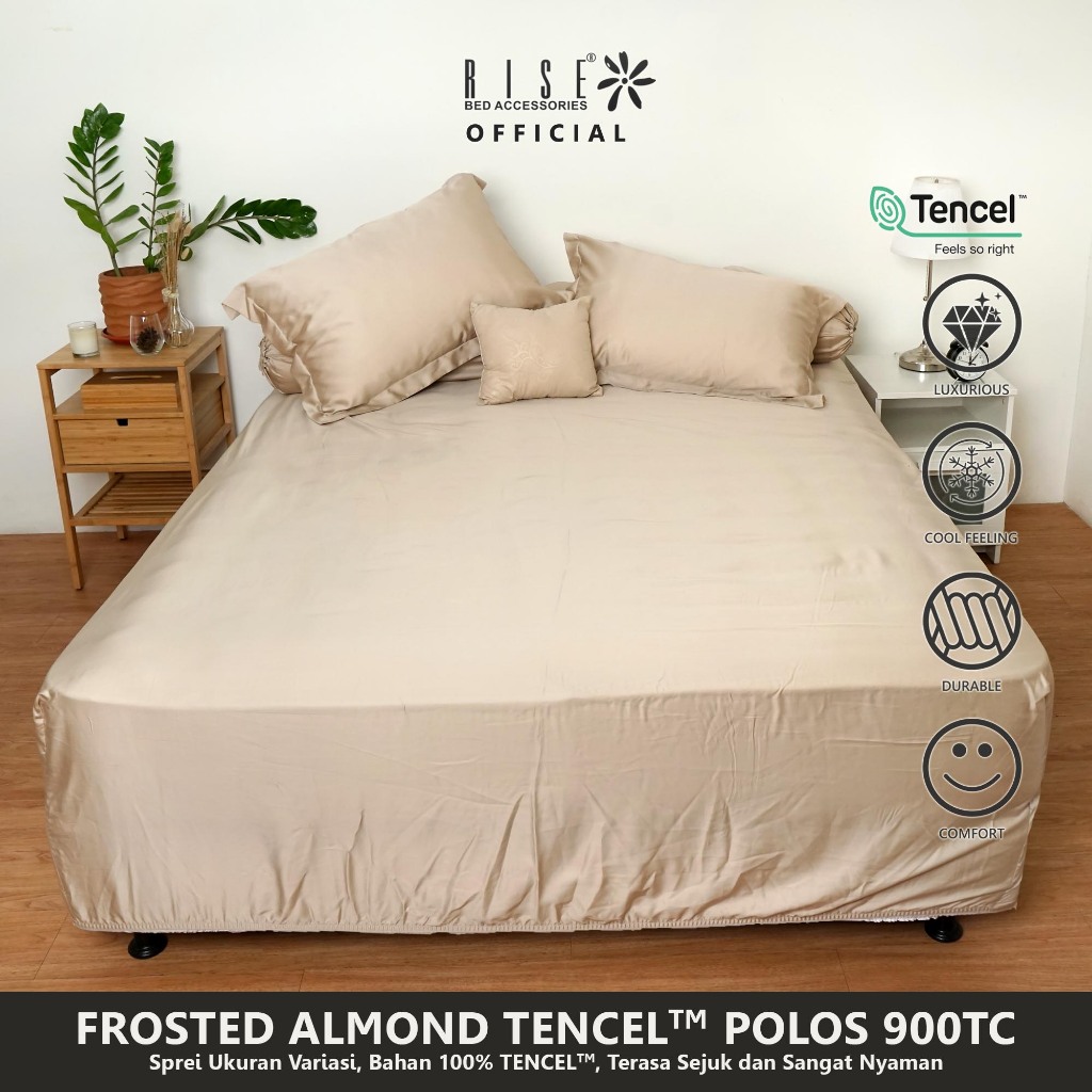 Rise Sprei Set Bed Cover TENCEL™ Lyocell 900TC Motif Frosted Almond - Image 6