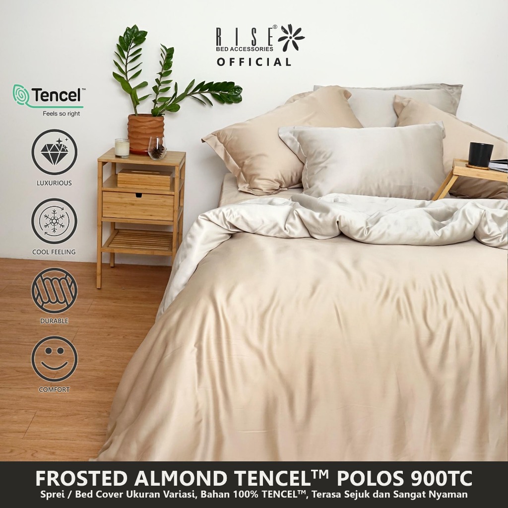 Rise Sprei Set Bed Cover TENCEL™ Lyocell 900TC Motif Frosted Almond - Image 2