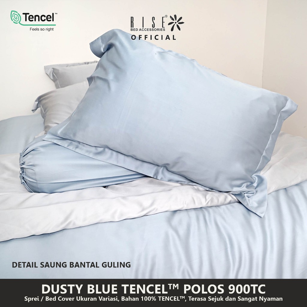 Rise Sprei Set TENCEL™ Lyocell 900TC Motif Dusty Blue - Image 5