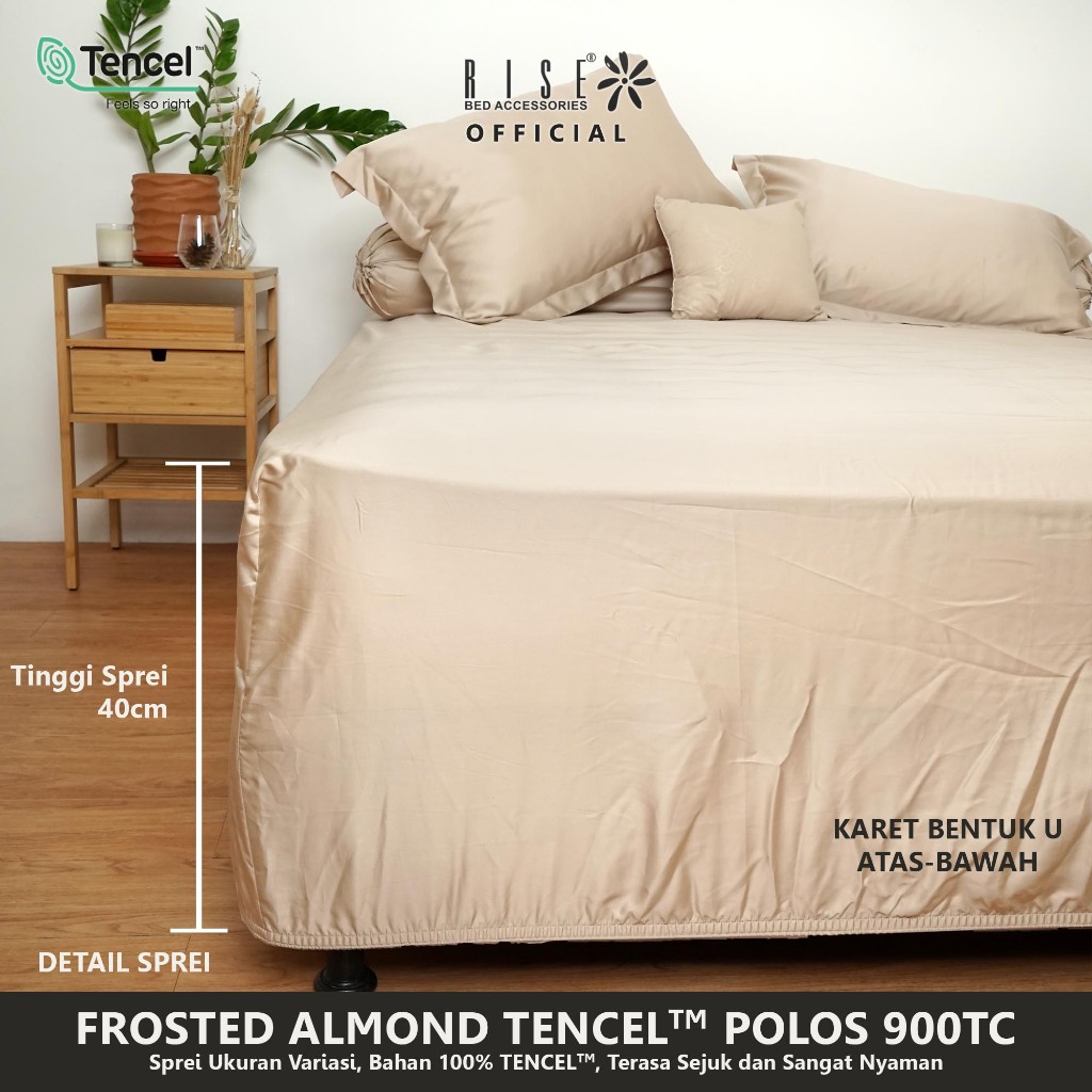 Rise Sprei Set Bed Cover TENCEL™ Lyocell 900TC Motif Frosted Almond - Image 7