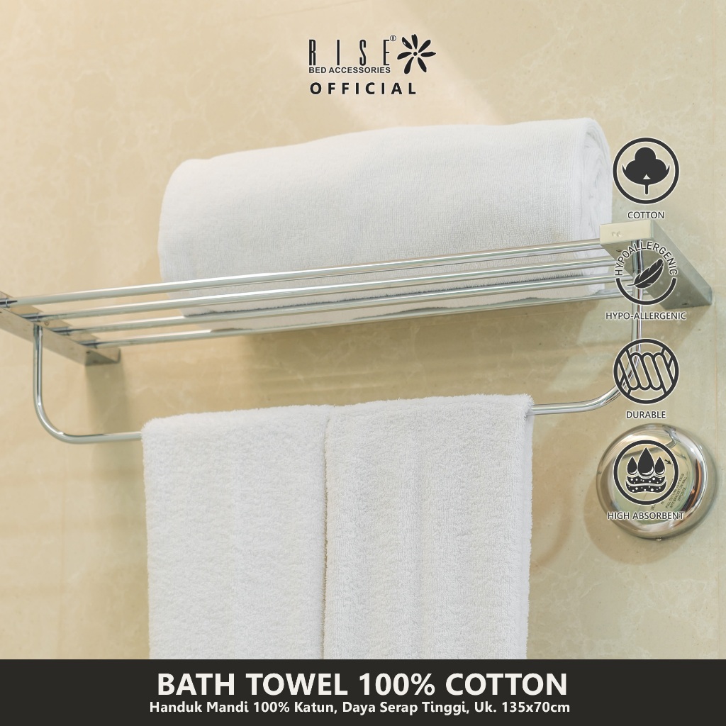 Handuk Katun Polos Putih Hotel - Image 3