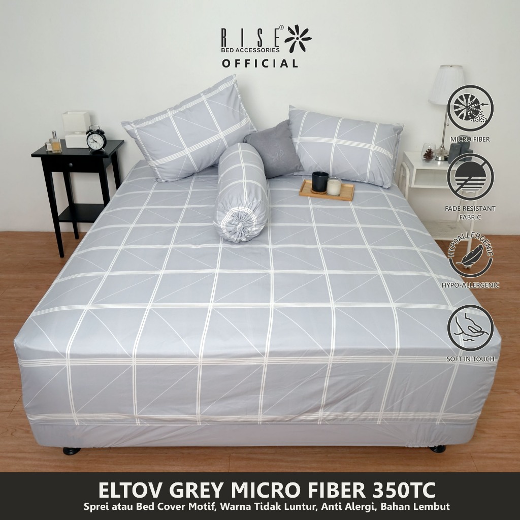 Rise Sprei Microfiber 350TC Motif Eltov Grey - Image 4