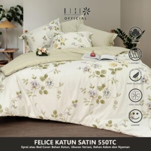 Rise Sprei Sateen Cotton Motif Bunga Bunga