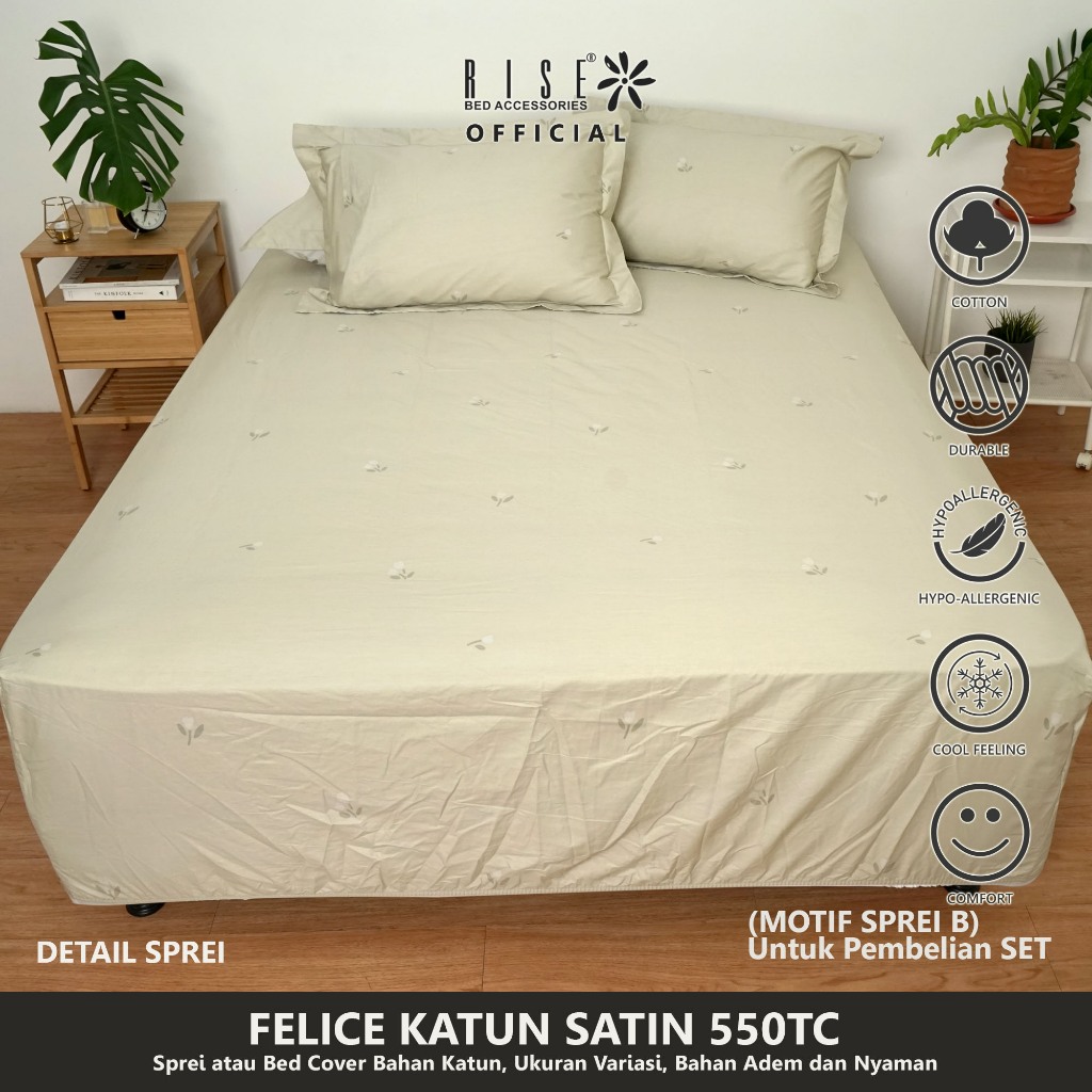 Rise Sprei Sateen Cotton Motif Bunga Bunga - Image 4