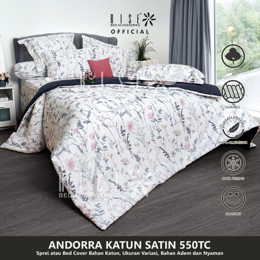 Rise Sprei Sateen Cotton Motif Bunga Bunga - Image 5