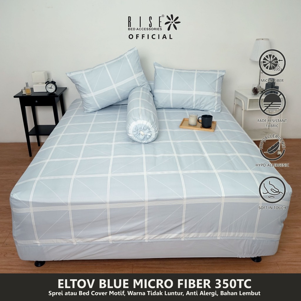 Rise Sprei Microfiber 350TC Motif Eltov Blue - Image 4