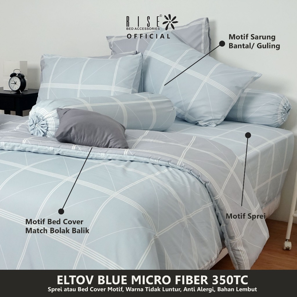 Rise Sprei Microfiber 350TC Motif Eltov Blue - Image 3