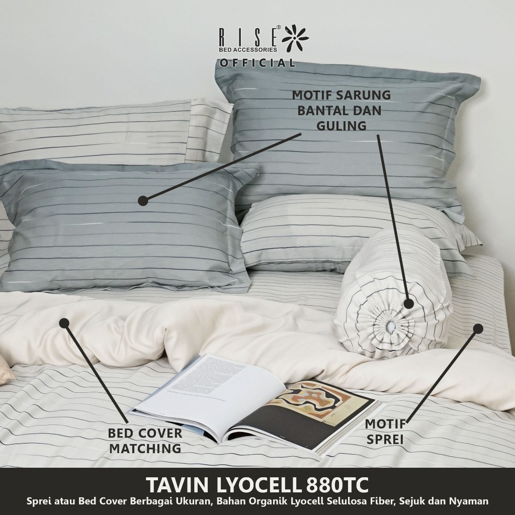 Rise Sprei Set Bed Cover Organic Lyocell Tavin 880TC - Image 4