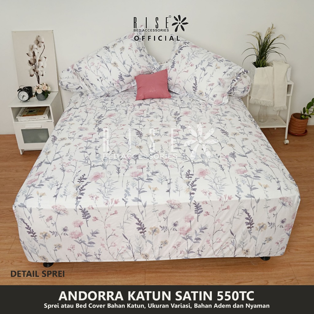 Rise Sprei Sateen Cotton Motif Bunga Bunga - Image 6