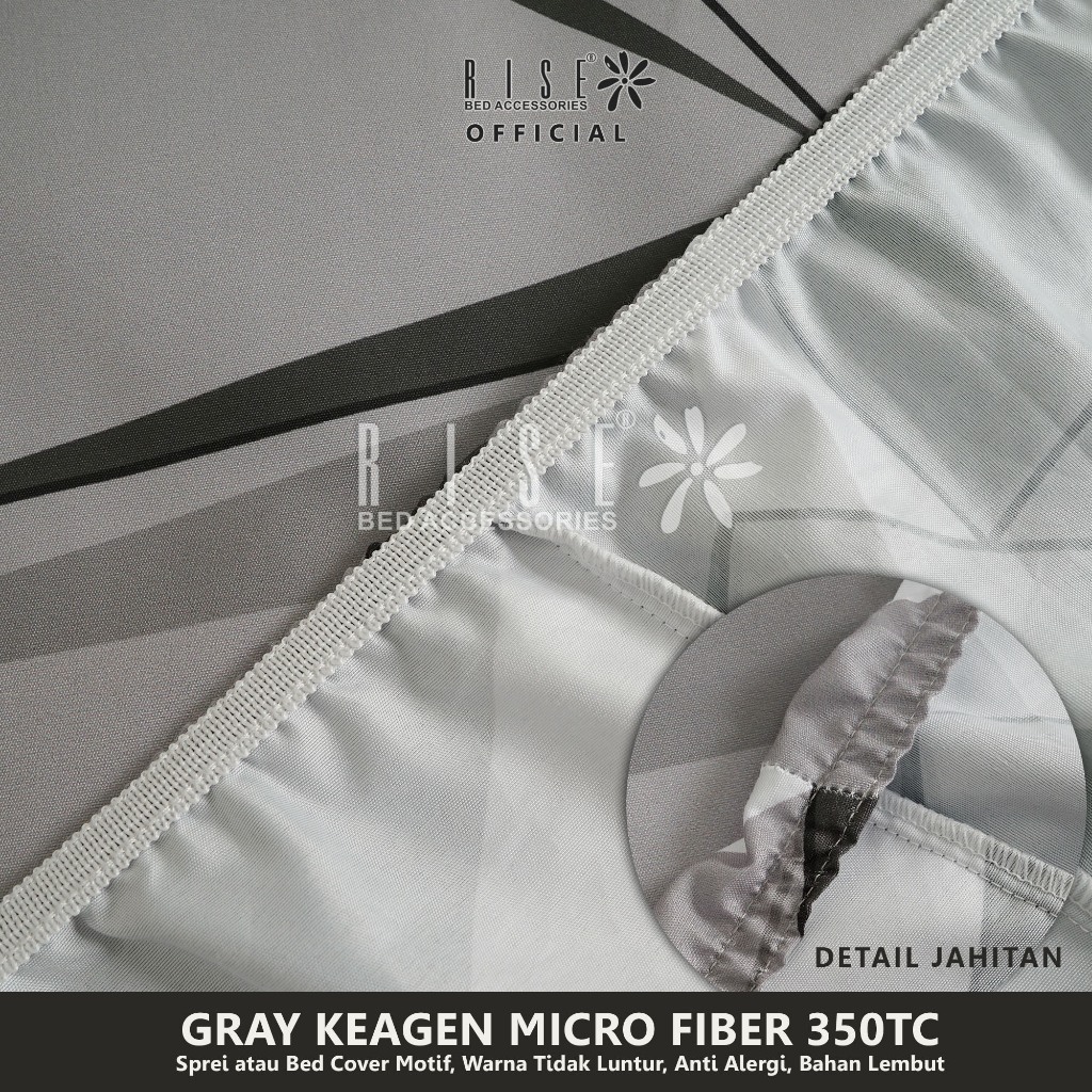 Rise Sprei set Bed Cover Microfiber 350TC Grey Keagen - Image 5